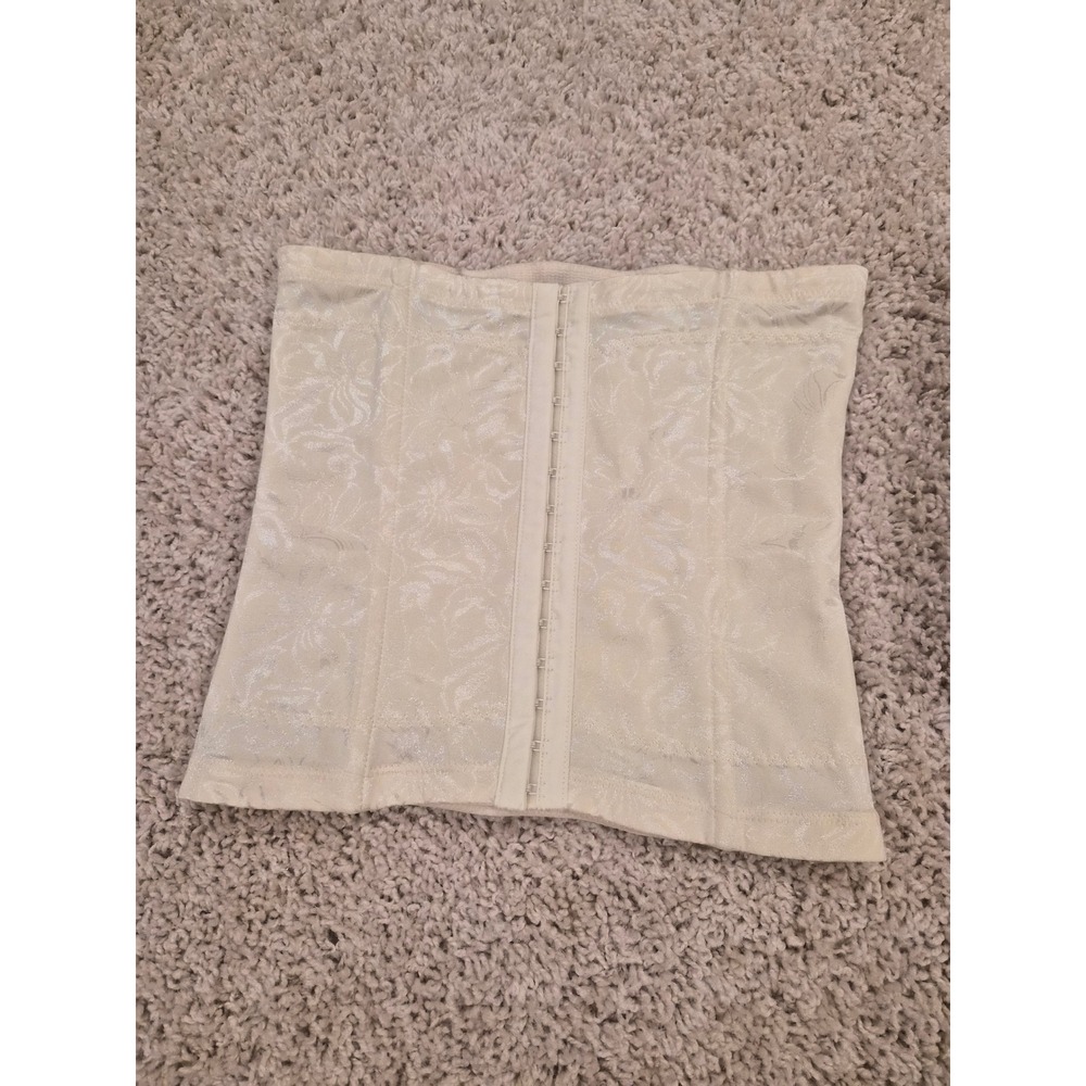 Maidenform Flexees Waist Nipper Cincher Ivory Floral Jacquard 6868 Small - Picture 2 of 5